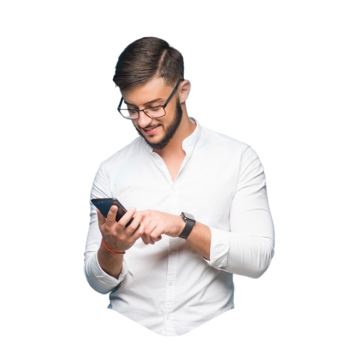 رجل أعمال يستخدم الهاتف